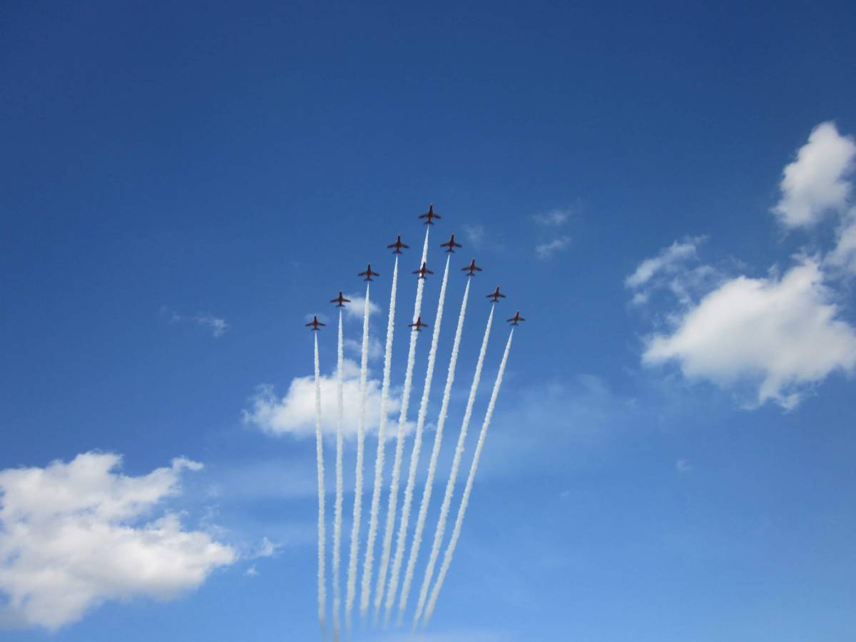 Planes flying together in formation